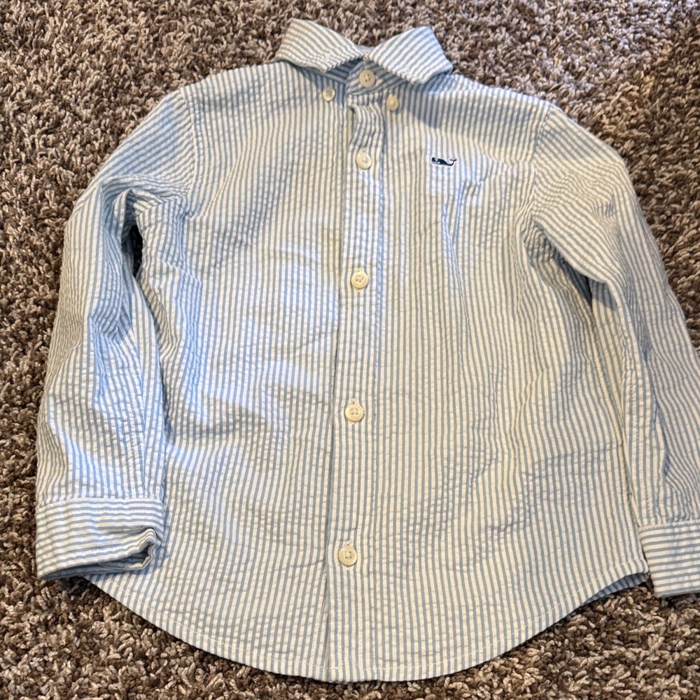 Classic Light Blue Striped Vineyard Vines Kids Button-Down Shirt